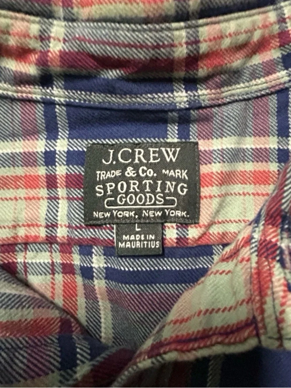 Men’s J. Crew Plaid Long Sleeve Flannel Button Up Shirt Size Large